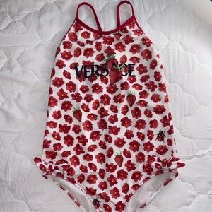 Versace Red and White Floral Swimsuit